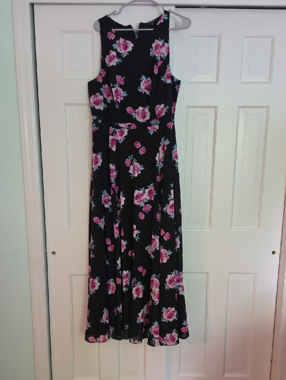 torrid Black Maxi Dress with Pink Rose Print